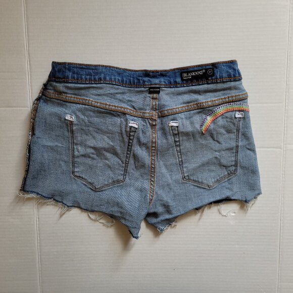 Blank NYC jean shorts boho denim cut off sun rainbow embroidery coastal cowgirl - Picture 10 of 15